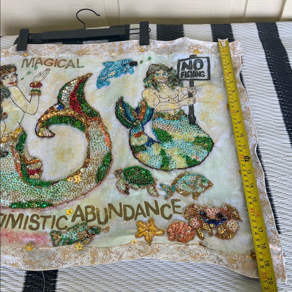 Sequin Mermaid Wall Hanging Decor. Handmade art-craft by Julie Lee Nersinger. - Picture 8 of 17